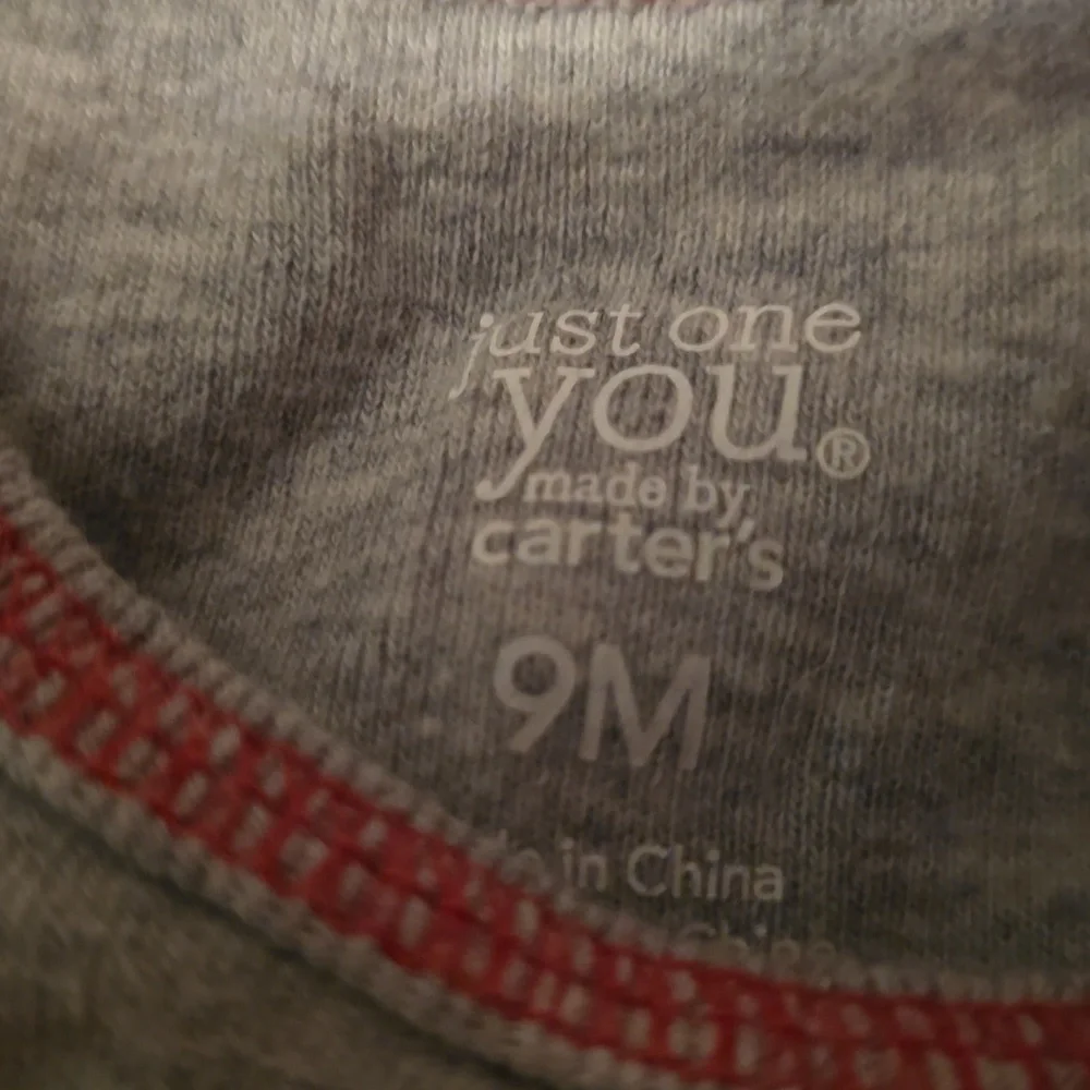 Just One You‎ Baby 9M Embroidery Christmas Long Sleeve Gray Red One Piece